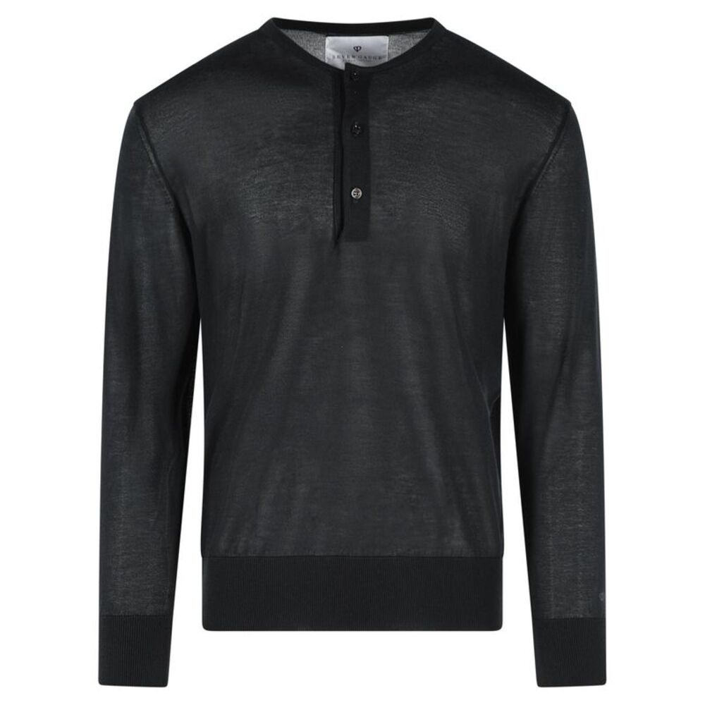 Seven Gauge 'Serafino' Black Lyocell Sweater Men